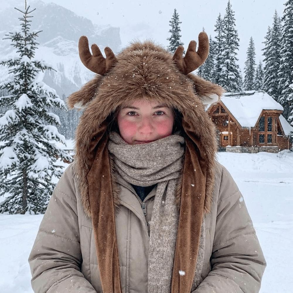 Plush Reindeer Antler Hat Warm Ear Protection Cap Lovely Christmas Elk Hat Gift