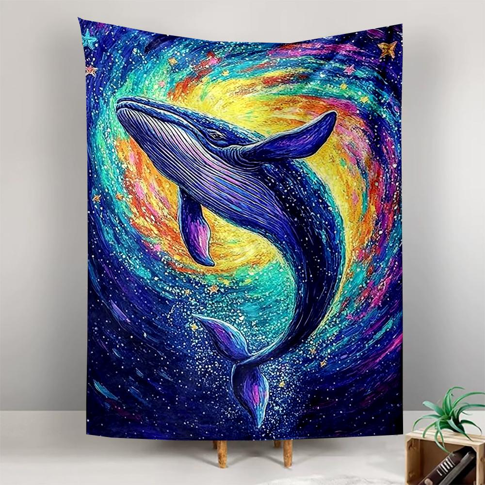 Whale and Starry Galaxy Art Patterned tapestry for bedroom and living room home decor