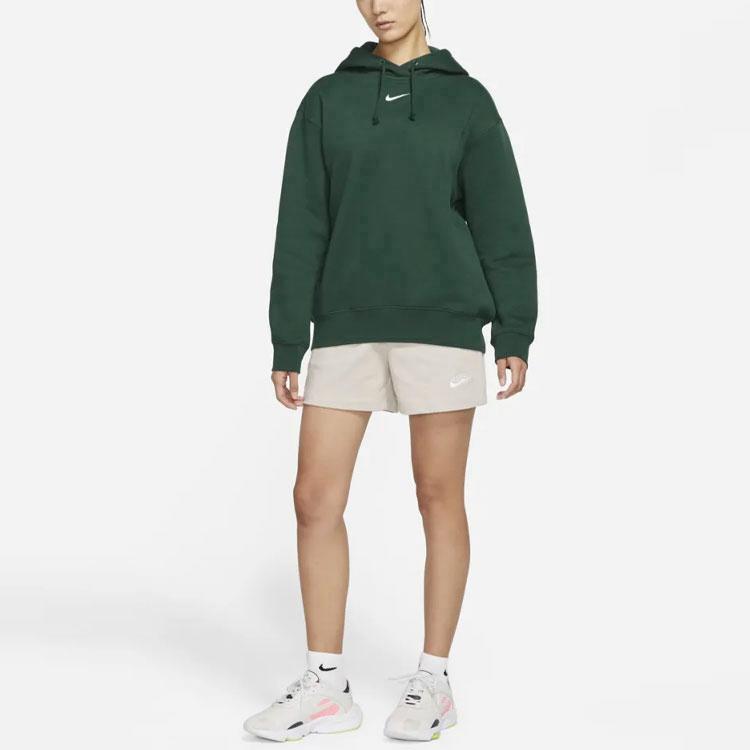 Nike Sportswear Collection Brushed Fleece Lined Hooded Pullover Sweatshirt Winter Women's Green (Unisex) Sweatshirts DJ7669 397