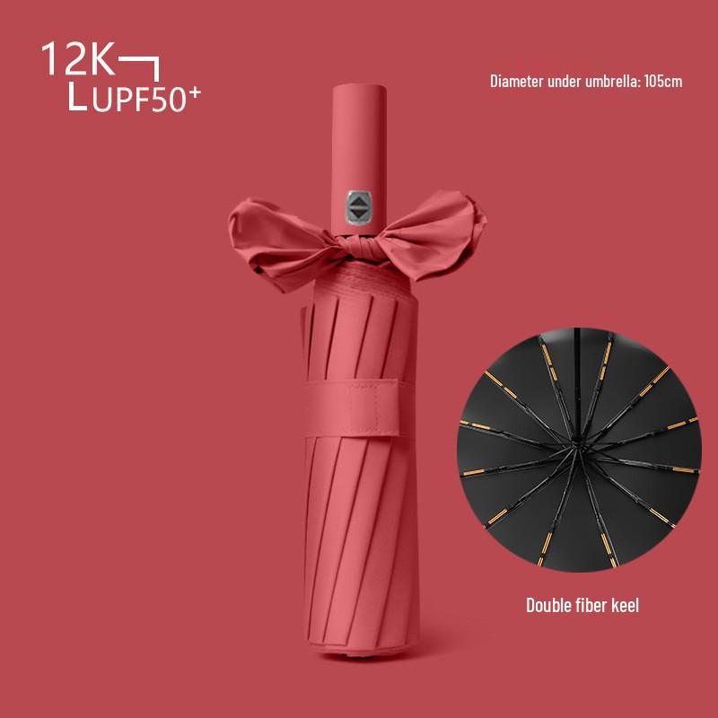 Большой автоматический ветрозащитный зонт: Двойное использование для солнца и дождя, солнцезащитный козырек с черным клеем