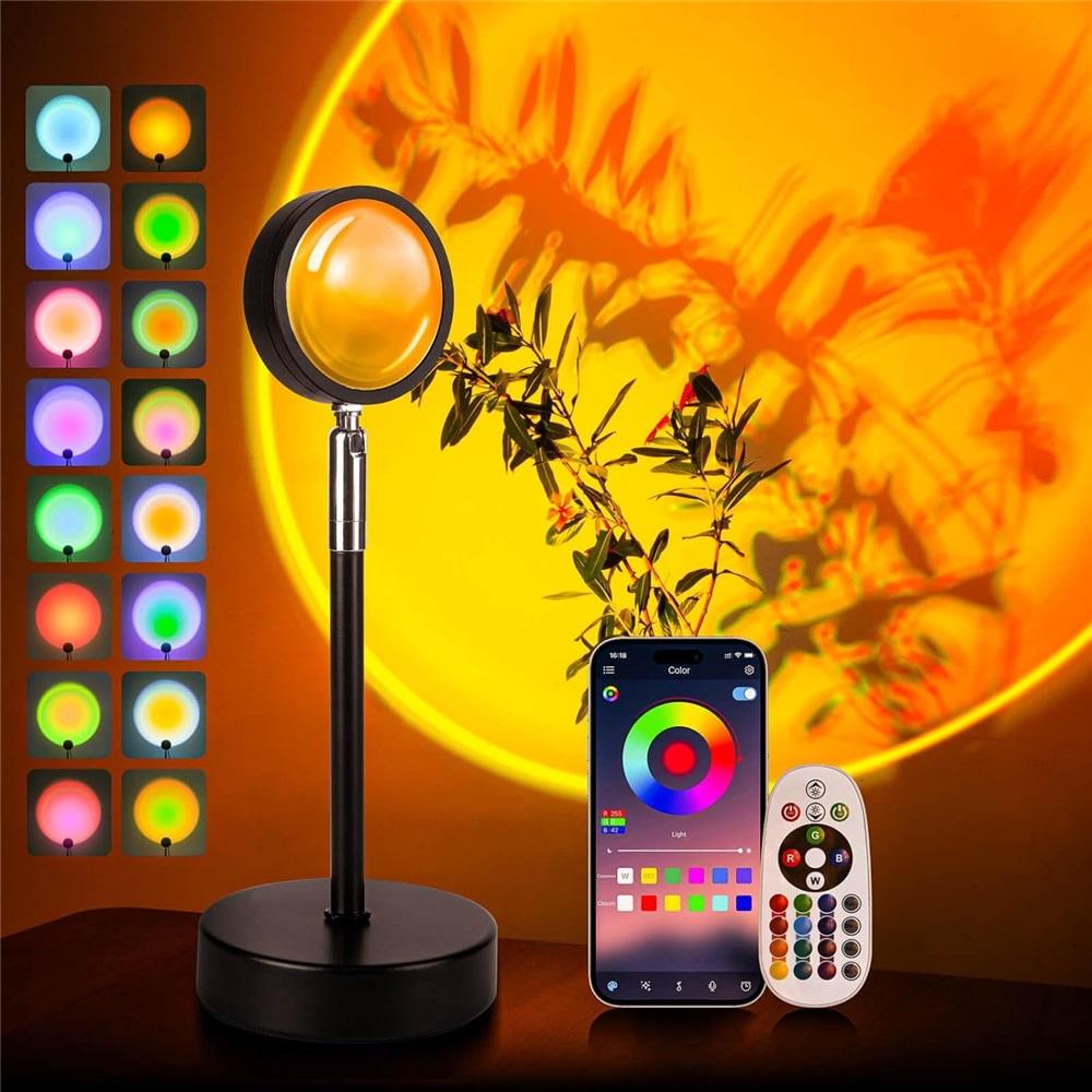 Sunset Lamp Projection - 16 Colors | Sunset Lamp Multicolor with 24-Key Remote - USB Interface - Color Changing and Gradient Modes