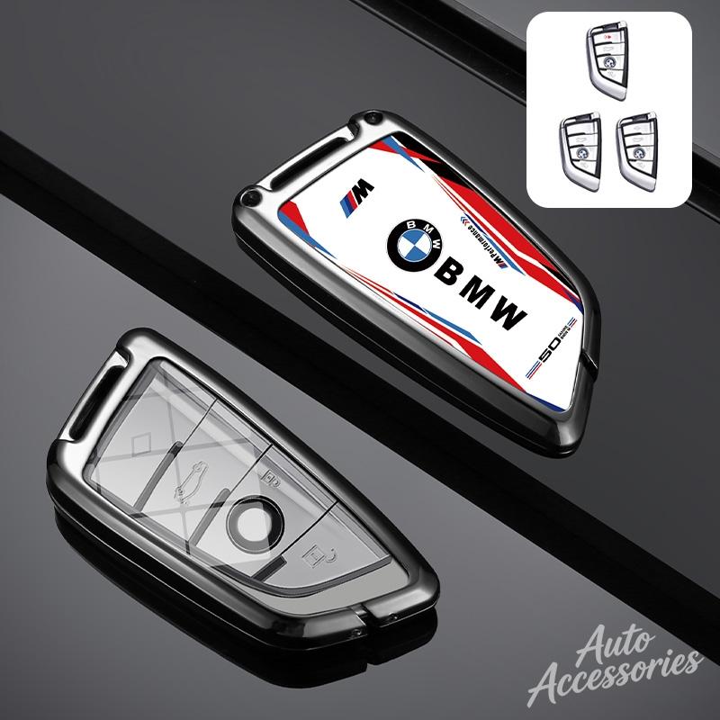 BOHQ2 Metal Leather Car Key Case Cover Protect Shell For BMW 1 3 5 Series F20 F30 G20 F31 F34 F10 G30 F11 X3 F25 X4 I3 M3 M4 Keychain