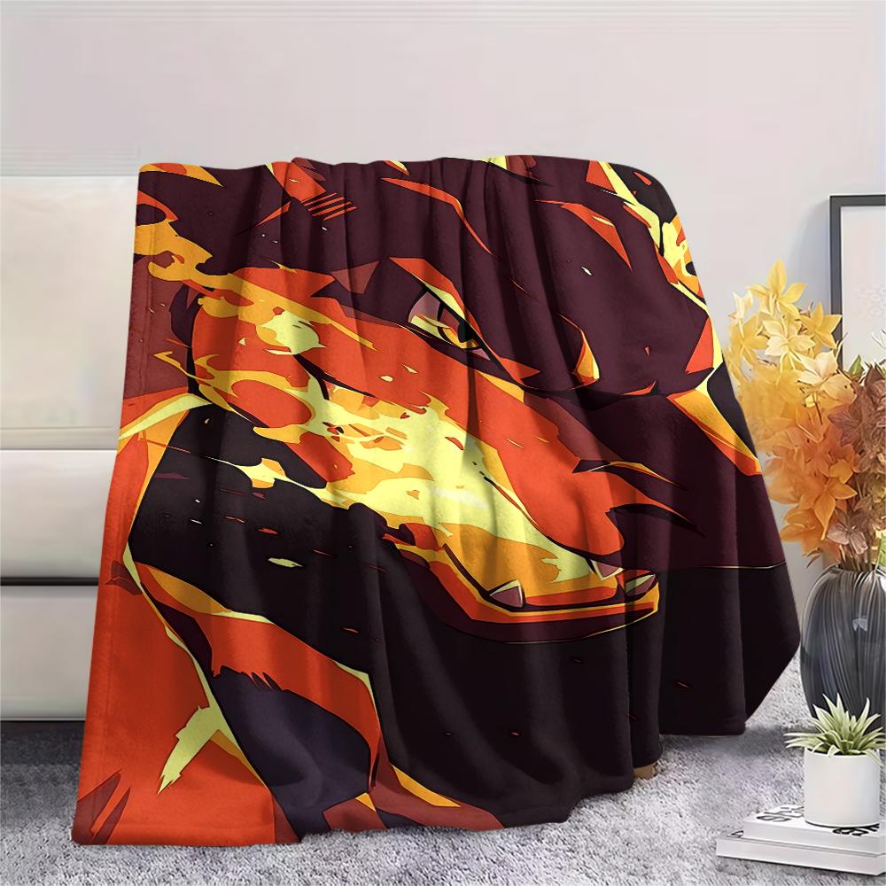 Pokémon Charizard Print Flannel Blanket,High quality Comfortable for All Seasons,Home Decor,Warmth and Comfort,Perfect for Christmas Gifts