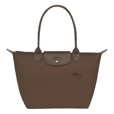 Le Pliage Green Сумка-тоут с тисненым логотипом, на кнопке-молнии, Сумка для покупок, Сумка, Нейлоновая сумка через плечо, Средняя женская сумка-тоут, Цвет Earth L2605919813