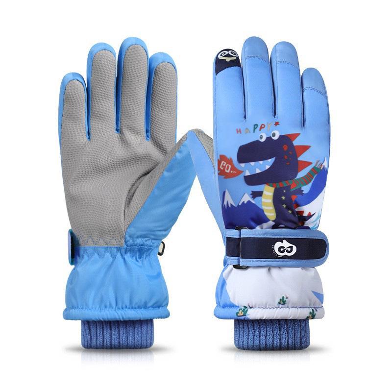 Kids' Waterproof Ski Gloves - Fleece Lined, Thickened Cotton for Winter Play