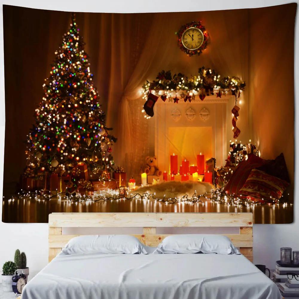 Decoration Tapestry Room Kitchen Wall Decoration Christmas Tree Christmas Gift Fireplace Home