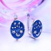 LSOOYH серьги-клипсы Moon StarFashion, серьги для женщин, геометрические серьги-гвоздики с кубическим цирконием, синие серьги-гвоздики, ювелирные изделия