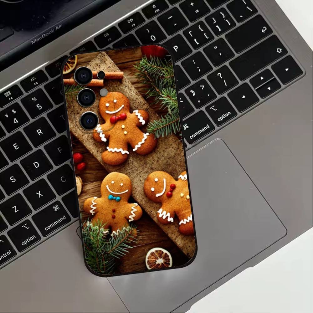 Милый G-Имбирный человечек Чехол для телефона Для Samsung S25,S24,S21,S22,S23,S30,Ultra,S20,Plus,Fe,Lite,Note,10,9,5G Черный чехол