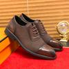 Large Size 46 Men's Shoes Thick Sole Heightening Round Head Leather Shoes Spring and Autumn Lace-up Business Dress Groom Wedding Shoes