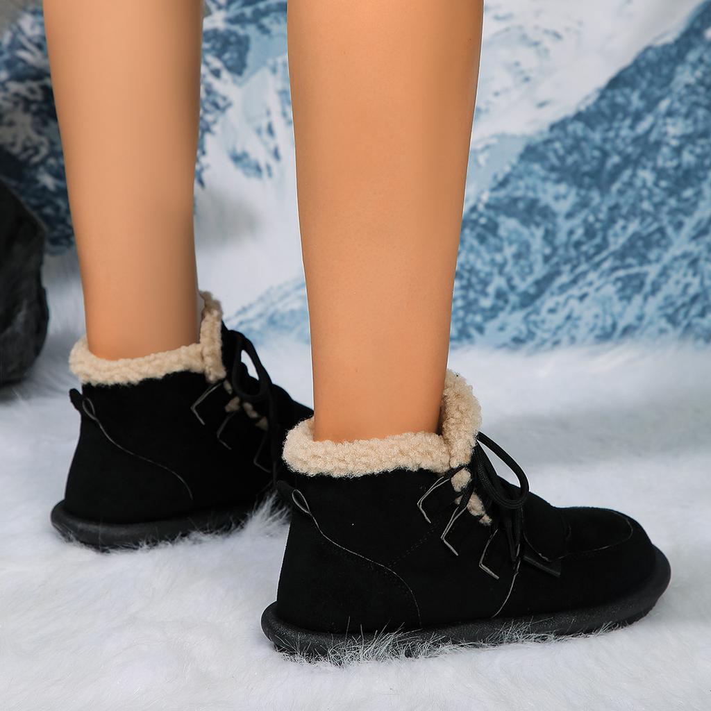 Зимние ботинки женские на плоской подошве туфли на платформе 2024 зимние теплые короткие плюшевые женские ботильоны на меху повседневные удобные женские сапоги