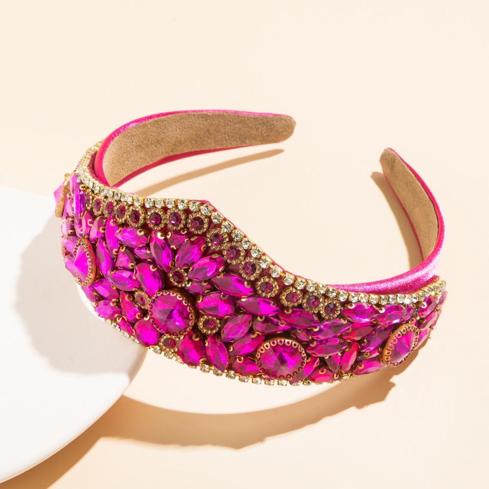 Retro Colorful Rhinestone Headbands Full Diamond Super Flash Crown Hairband Hair Band Hoop Hair Accessories