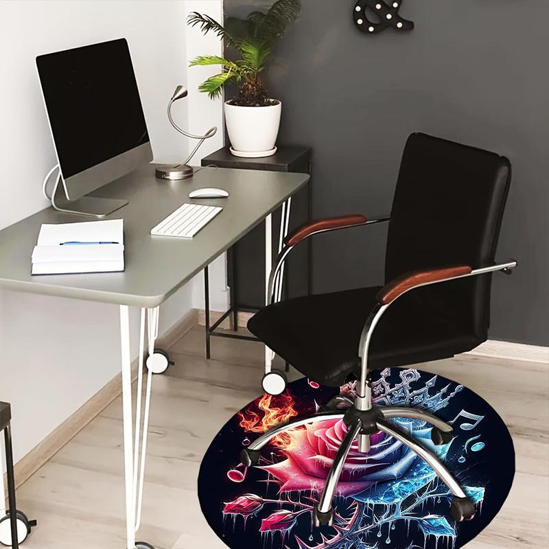 1pc Office Carpet Chair Mats Flaming Ice Rose with Crown Perfect for Decorating Office Chairs, Living Rooms, Or Bedrooms