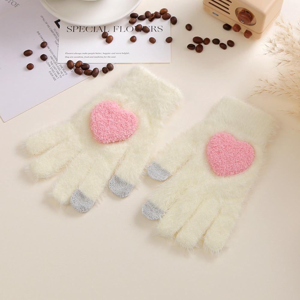 Comfortable Finger Touch Gloves Prevent Cold Love Warm Gloves Soft Touch Screen Gloves Girls