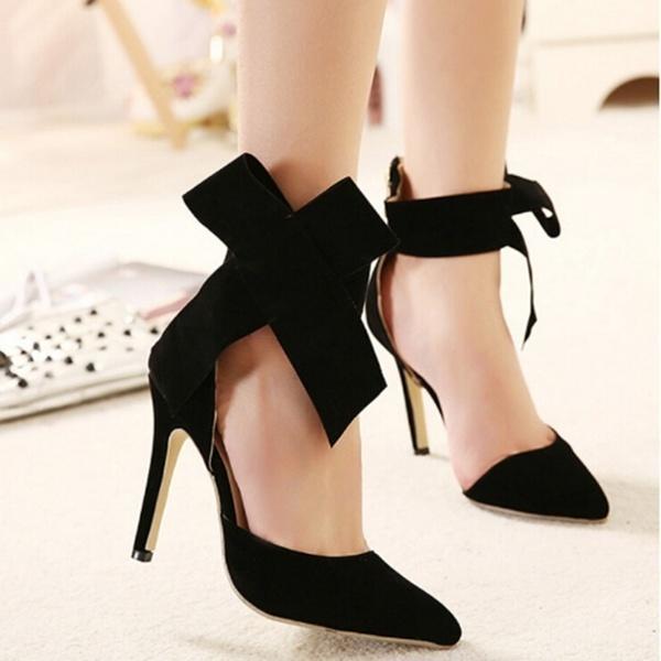 Женские сексуальные туфли-лодочки с большим бантом и острым носком в виде бабочки, туфли-шпильки на тонком высоком каблуке, свадебные туфли для вечеринки