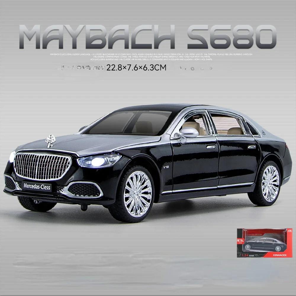ABAB1 1:24 S680 Luxury Sedan Simulation Diecast Metal Alloy Model Car Sound Light Collection Kids Toy Gift