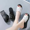 Модные женские тапочки, черные сандалии, кожаные шлепанцы, туфли на танкетке для женщин, обувь 2024 года, роскошная уникальная натуральная кожа, новая коллекция, тренд