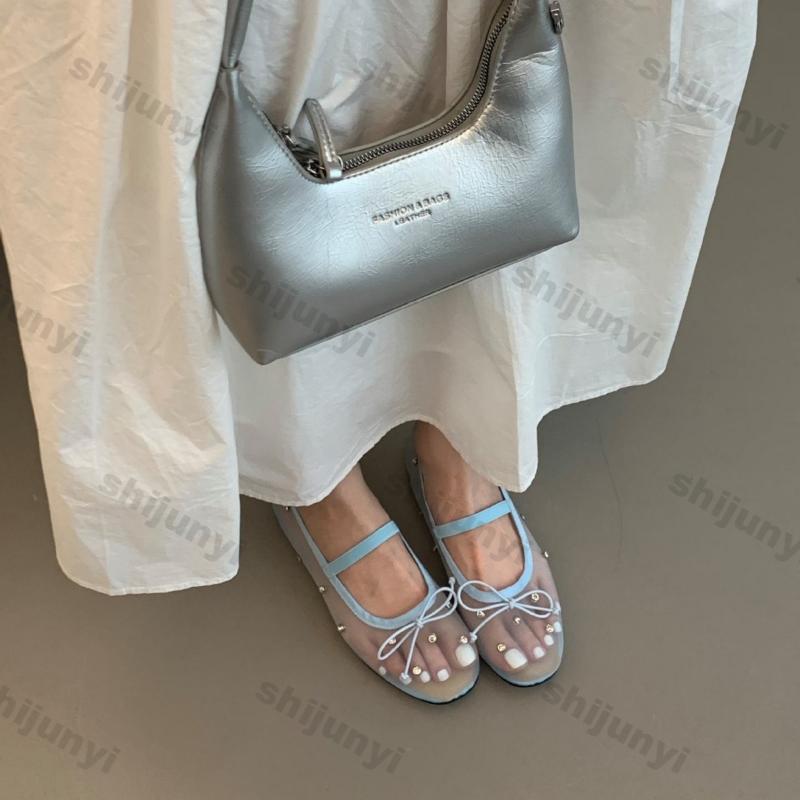 Модные женские туфли-балетки с бантами, летняя новинка, модные неглубокие элегантные балетки для дам, мягкие, плоские, для улицы, повседневные туфли Мэри Джейн