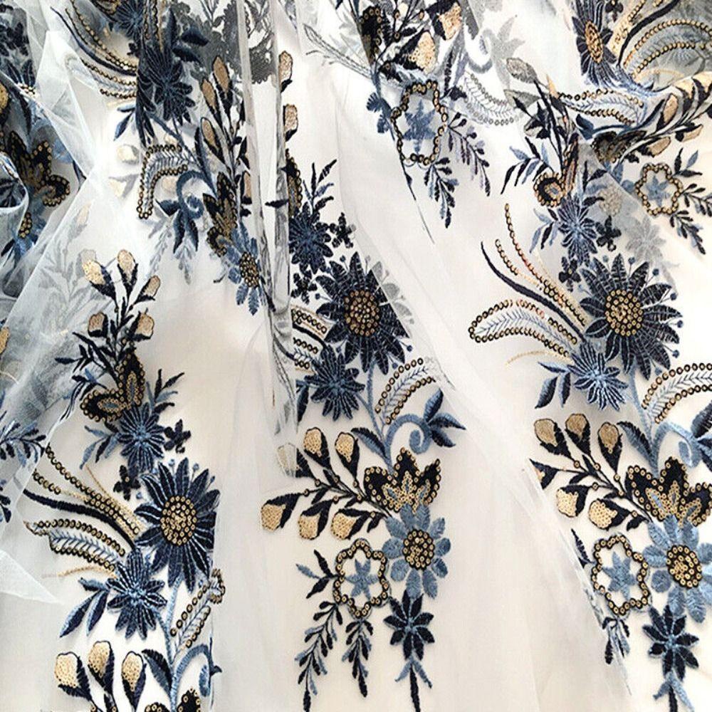 Sew Mesh Embroidery Flower Lace Patch Polyester Embroidered Fabric Stickers Clothing