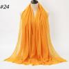 New Fashionable Women's Long Crinkled Cotton Linen Scarf with Tassel Edge - Solid Color Shawl