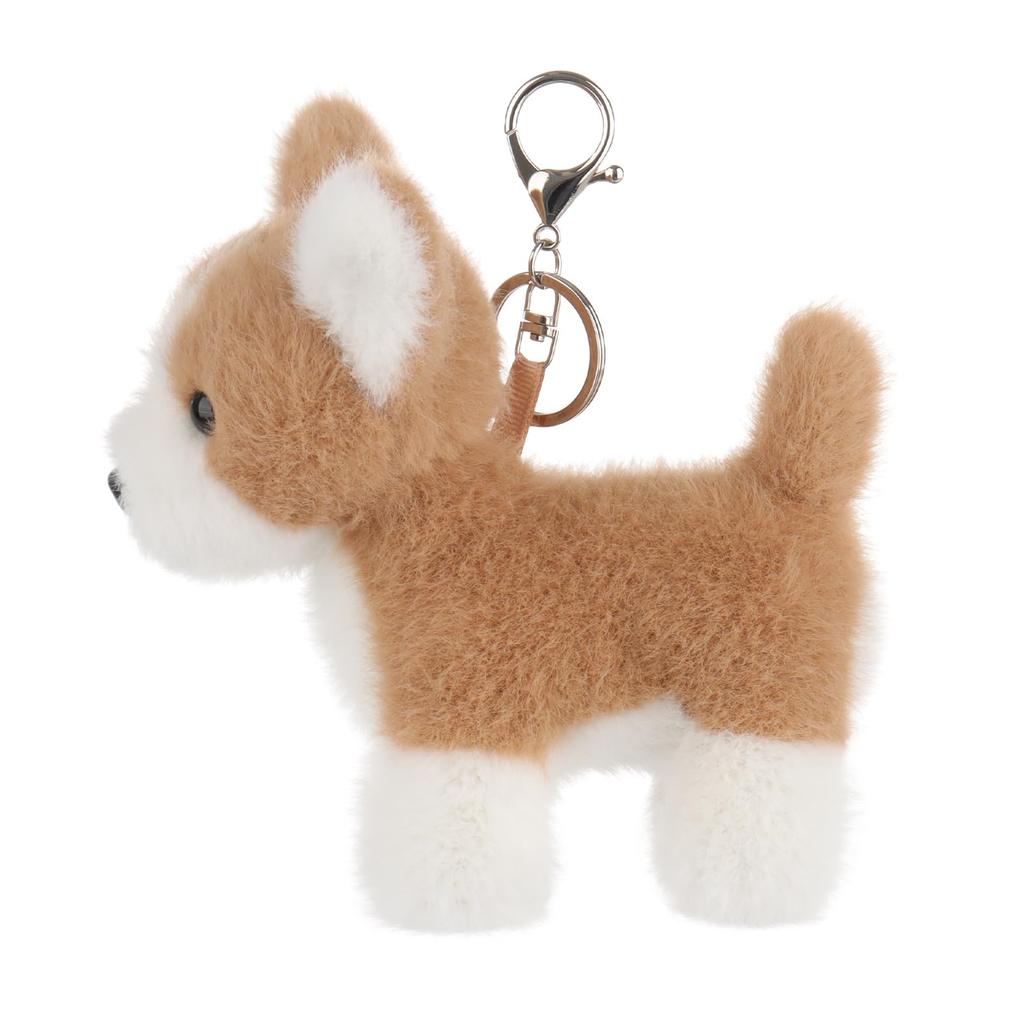 Apricot Lamb Charming Corgi Cute Soft Keychain Plush Toy, Perfect for Boys and Girls, Fits Kids Backpacks and Purses, 13cm