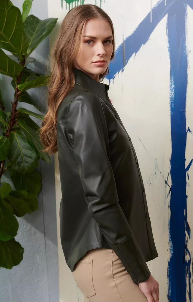 Повседневная официальная черная кожаная рубашка ручной работы из натуральной мягкой стильной овчины для женщин