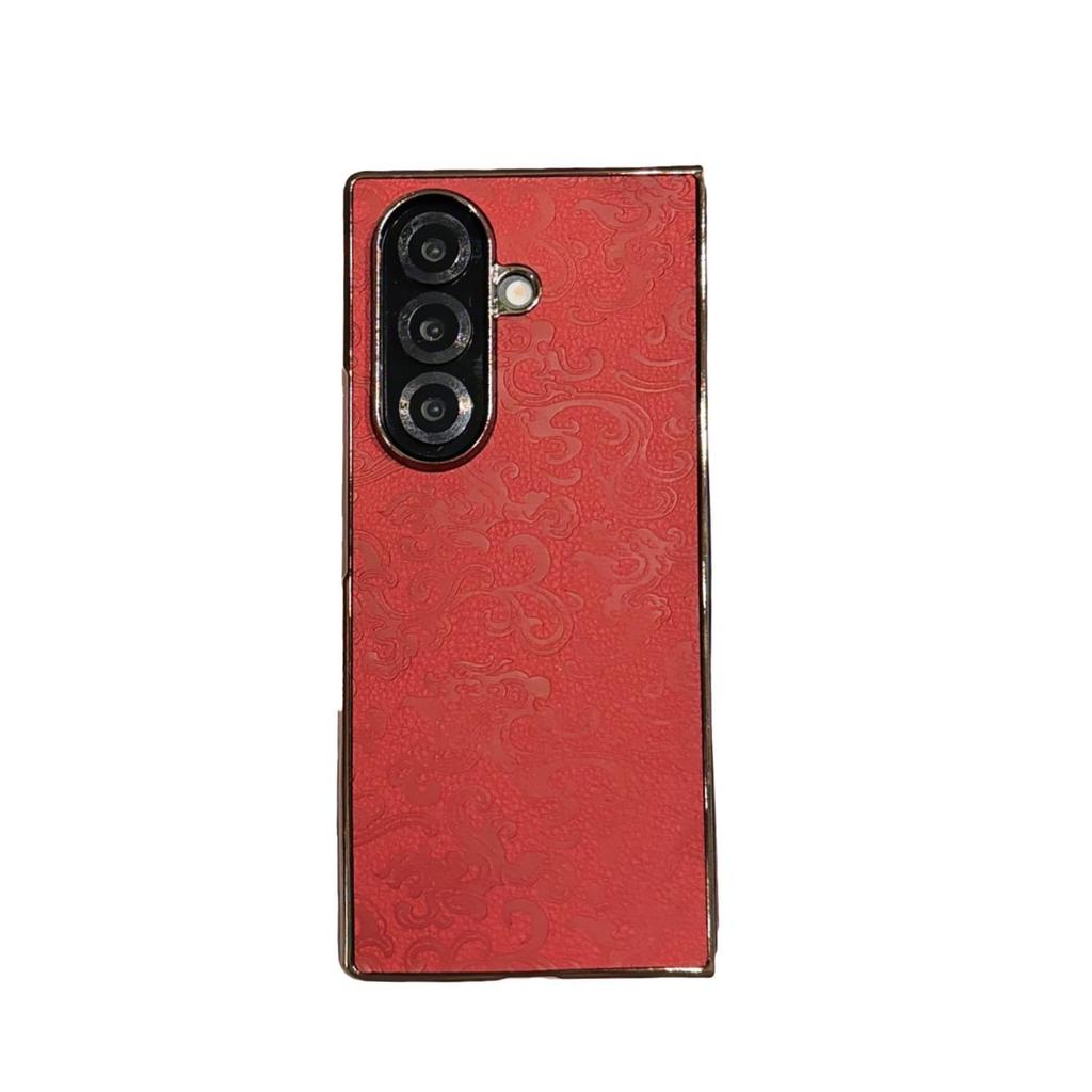 Кожаный защитный чехол с рисунком дракона и пленкой для Samsung Z-Fold7/Z-Fold6/Z-Fold5