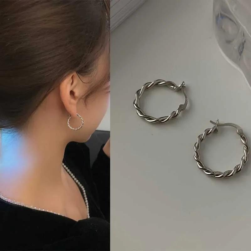 Винтажные холодные цвета, толстые металлические серьги-кольца с преувеличением, нерегулярные волны, лаконичные геометрические серьги-кольца для женщин и девочек