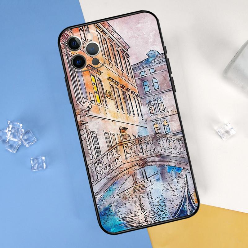 Путешествие Италия Улица Венеция Чехол для телефона Для iPhone 16 Pro Max 16e 12 13 Mini 11 14 15 Pro Max XR 15 16 Plus Защитный корпус