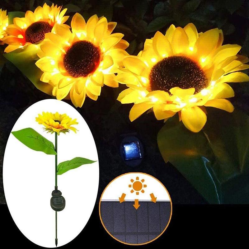 2pack/box Garden Light Sunflower Garden Decorative Outdoor Light Waterproof Ground Solar Light for Home