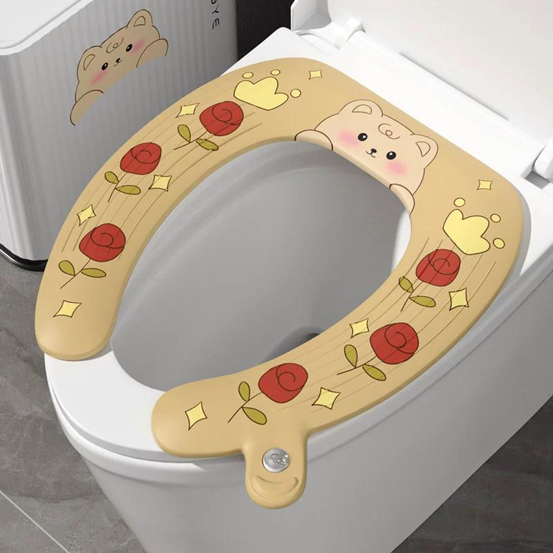 Клейкая подушка для сиденья унитаза, двусторонняя водонепроницаемая подушка для сиденья унитаза со встроенным ароматом, подходит для всех сезонов, симпатичная подушка для сиденья с животными