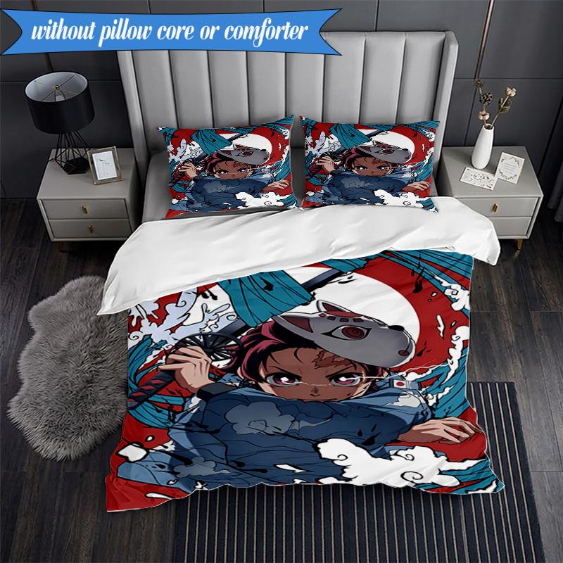Vibrant Anime Characters 3pcs K-pop music group Bedding set,Ideal for Bedroom, Dormitory,Including Duvet Cover And 2pcs Pillowcases,Fan gifts