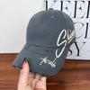 New embroidered letter ripped hat women's cap shading wide brim showing small face big head circumference hard top baseball cap men