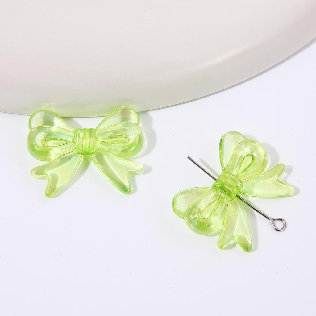 4Pcs Plastic Acrylic Shiny Color Butterfly Bowknot Bows Beads Charm for Necklace Bracelet Earring Hair Ornaments Making DIY Jewelry Accessories