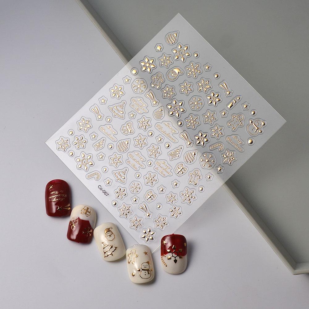 Снежинка Рождественская елка Носить Украшения Для Ногтей Оптовая Позолота Наклейки Для Ногтей Водонепроницаемые