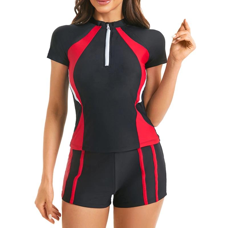 2025 Zipper Swimwear Female Slim Tankini Set 2 Pieces Swimsuit Women Bathers Bathing Swimming Swim Suit Beachwear XXL