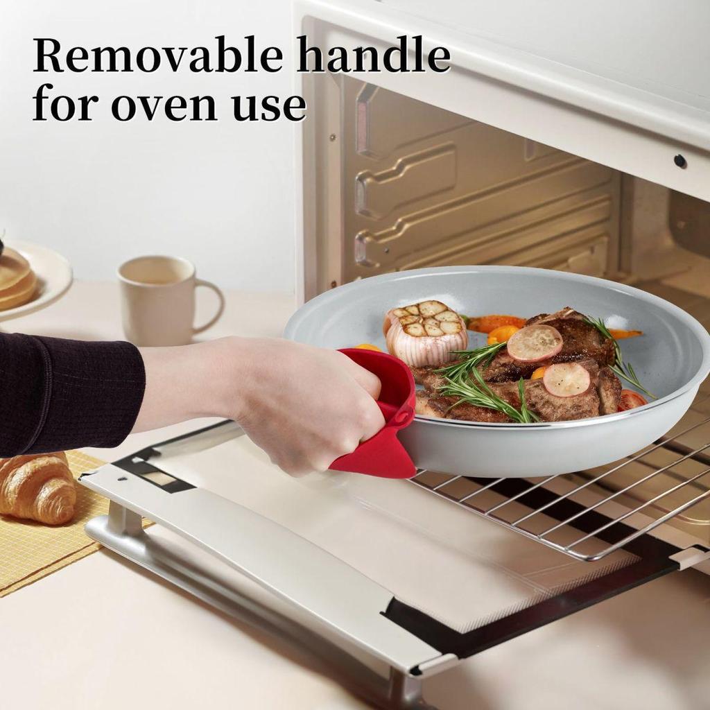 Five-Piece Non-Stick Cookware Set with Detachable Handle and Anti-Scald Gloves for Induction Cookers