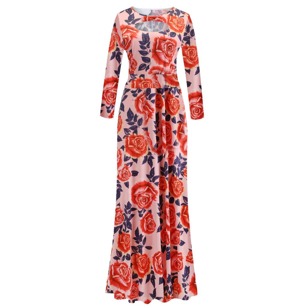 Лоскутное длинное платье с цветочным принтом, женские богемные осенние макси-платья с длинными рукавами и длинными рукавами