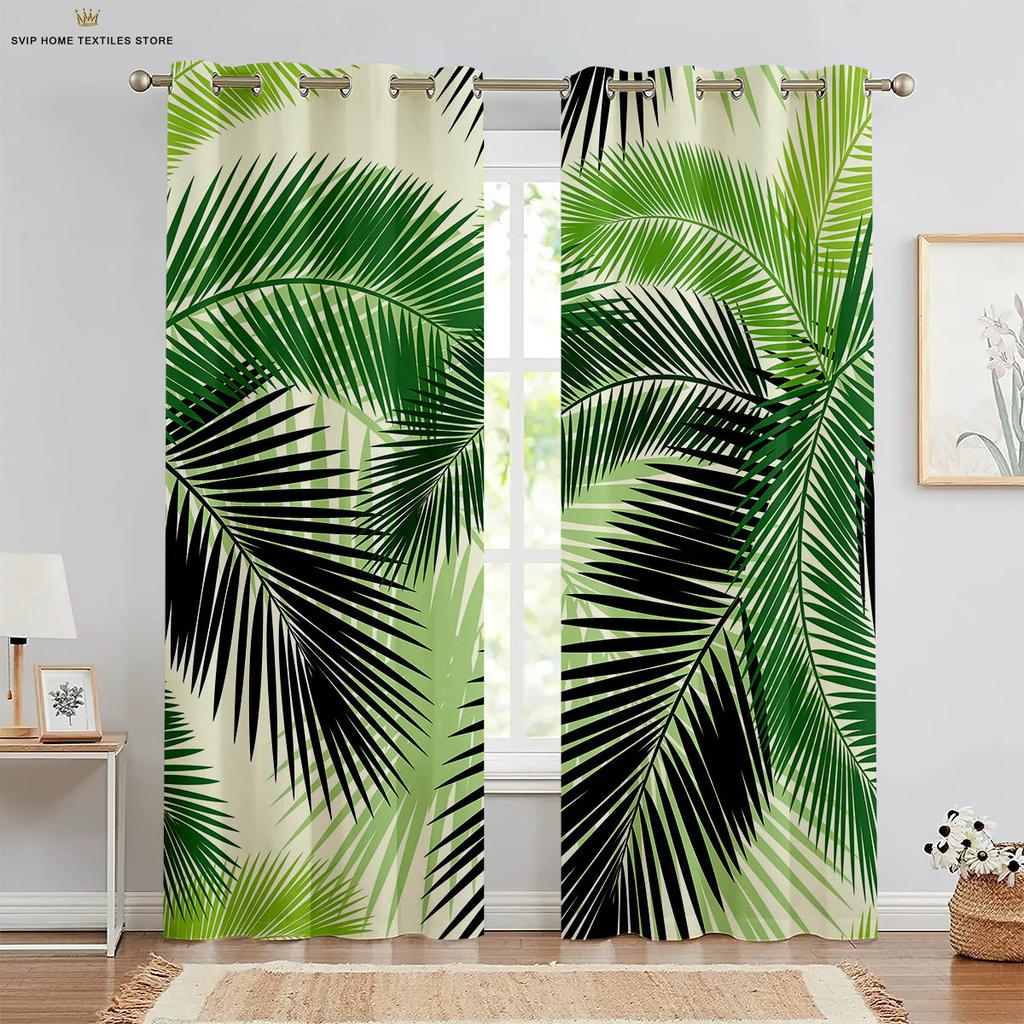 Шторы с принтом листьев тропической растительности, полиэфирное волокно, шторы в скандинавском стиле, подходят для спальни, гостиной, декора