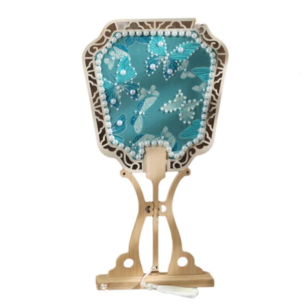 Chinese Style Handheld Fan Vintage Handmade Ancient Style Fan DIY Material Pack with Tassel Embroidery Fan Dance Performance