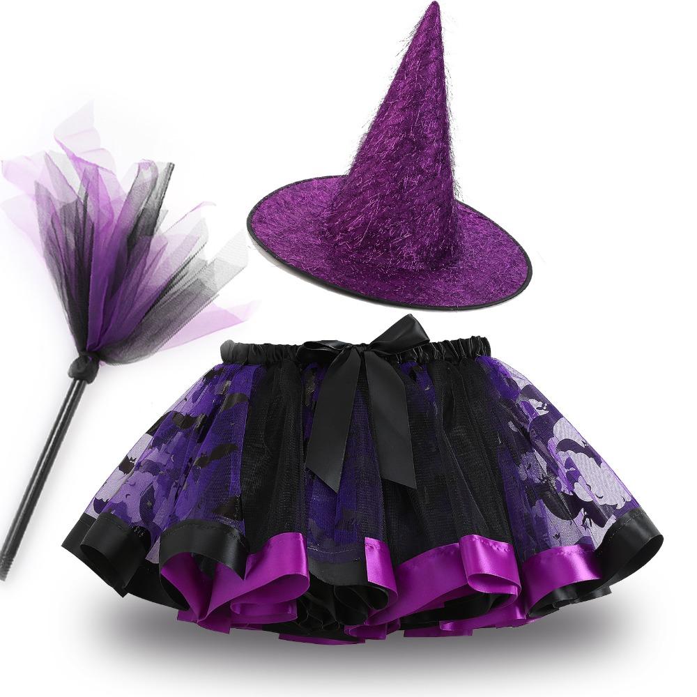 Wand Kids Halloween Costume with Hat Halloween Children's Witch Dress Halloween Decoration