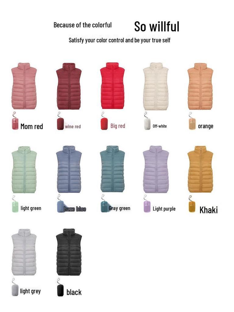 Женский легкий жилет Youjia с 90% пуха белой утки - Без рукавов, теплый и стильный для осени и зимы