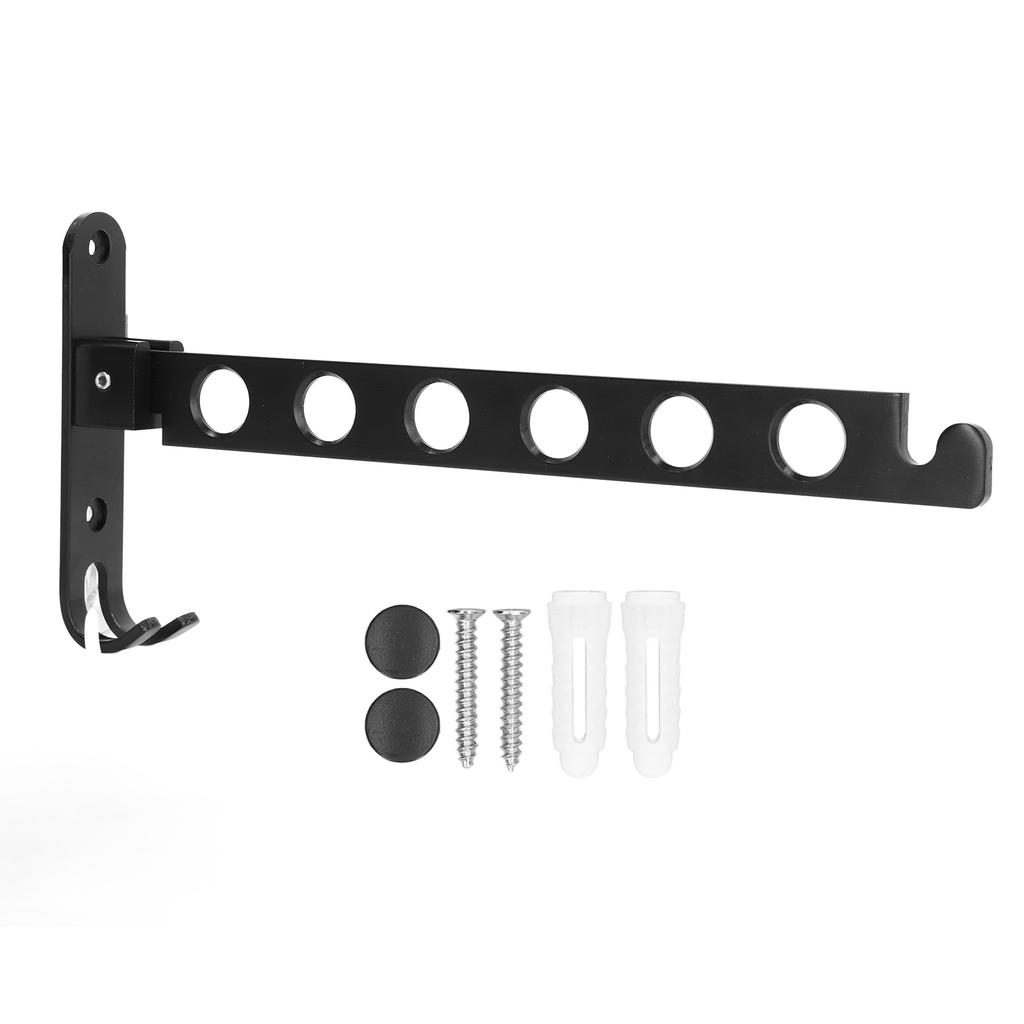 Folding Clothes Hanger Space Saving 90 Degrees Collapsible Laundry Drying Rack with 6 Holes Black