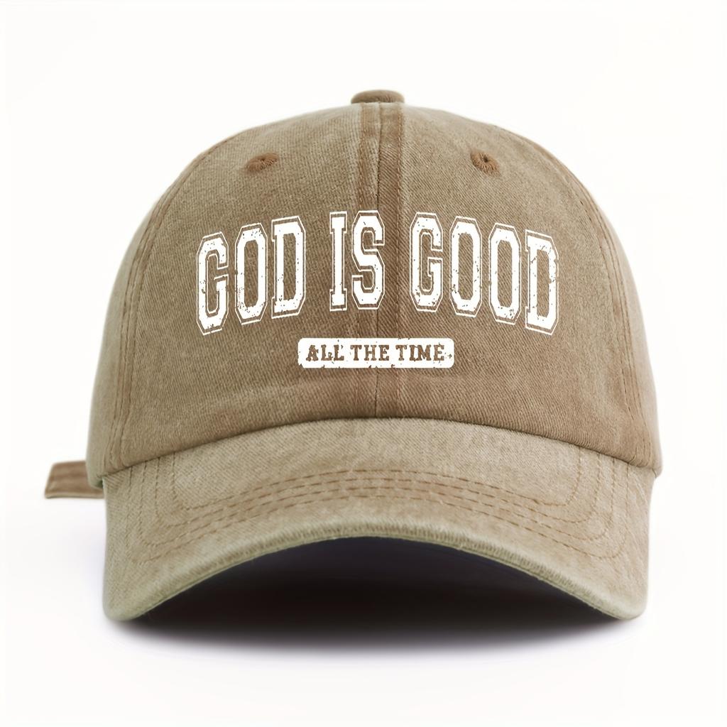GOD IS GOOD Бейсболка Легкая Регулируемая Унисекс Принт GOD IS GOOD Стиранная Бейсболка Кепка Папы для Активного Отдыха