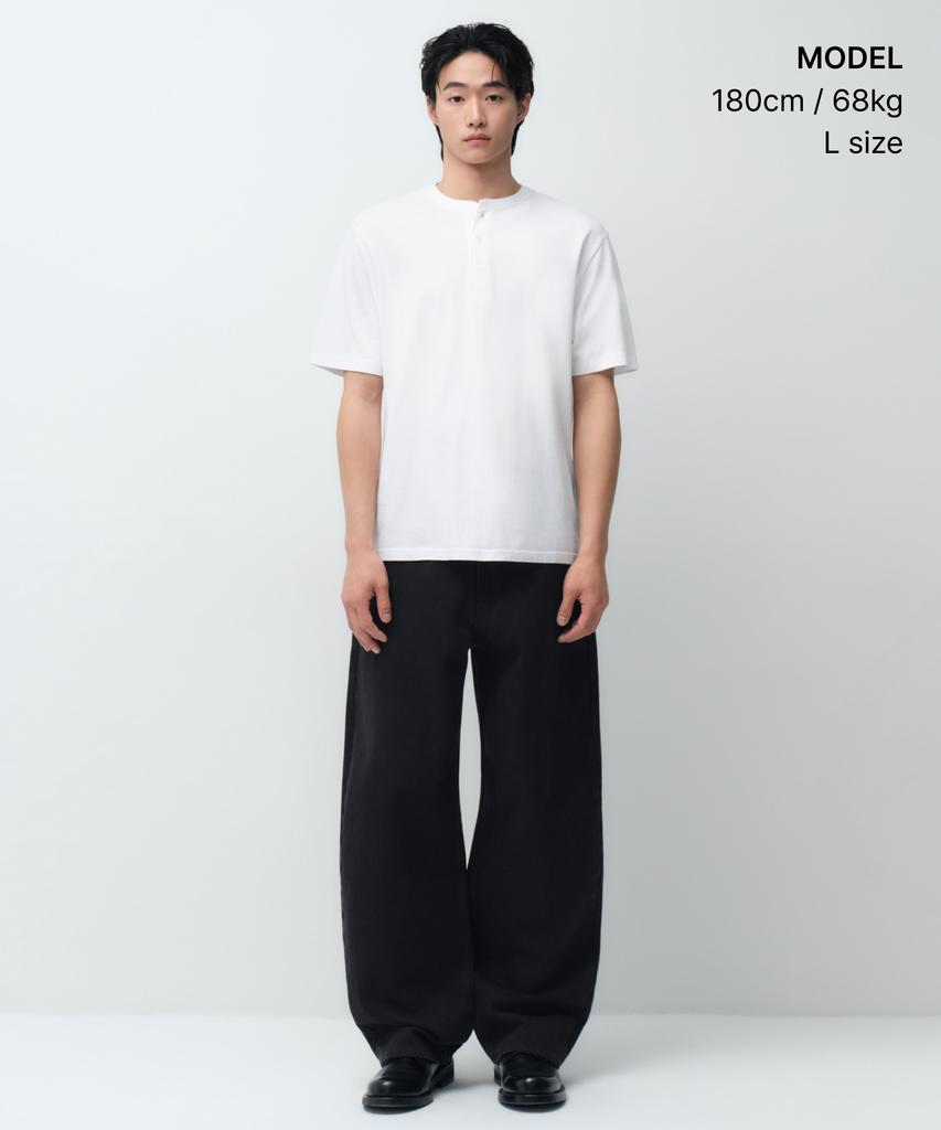 MUSINSA STANDARD Henley Neck T-Shirt [White]