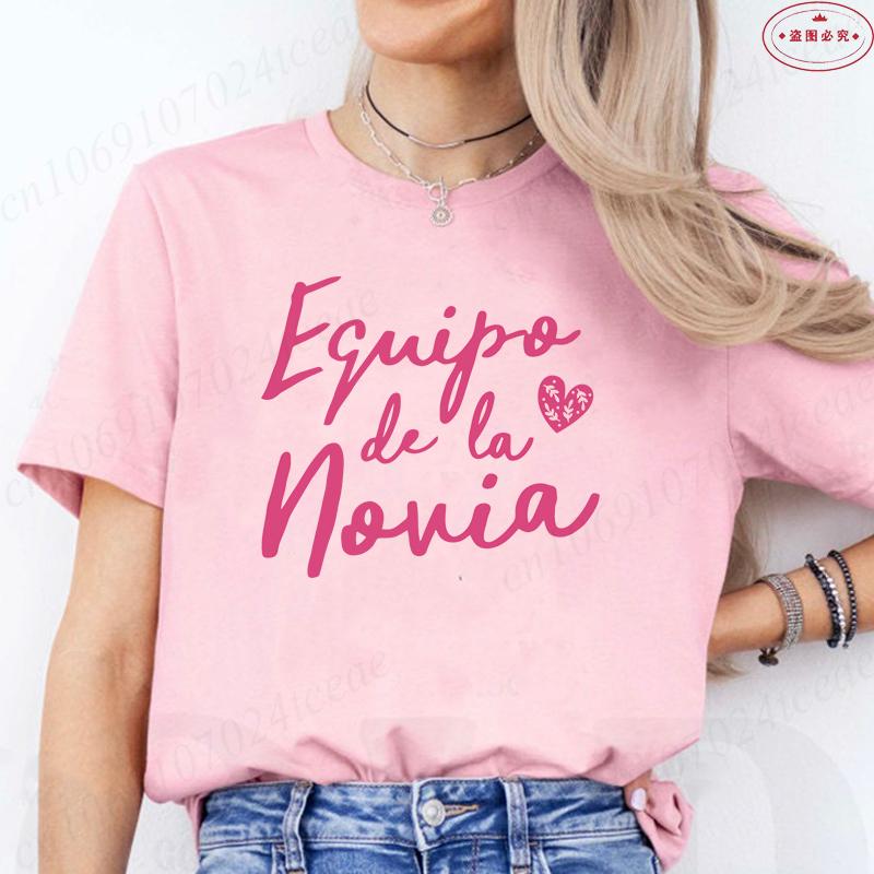 Spanish Team Bride Squad T-Shirt Woman Bachelorette Party Blouses Girl Single Farewell Tops Bridal Wedding Short Sleeve Tees