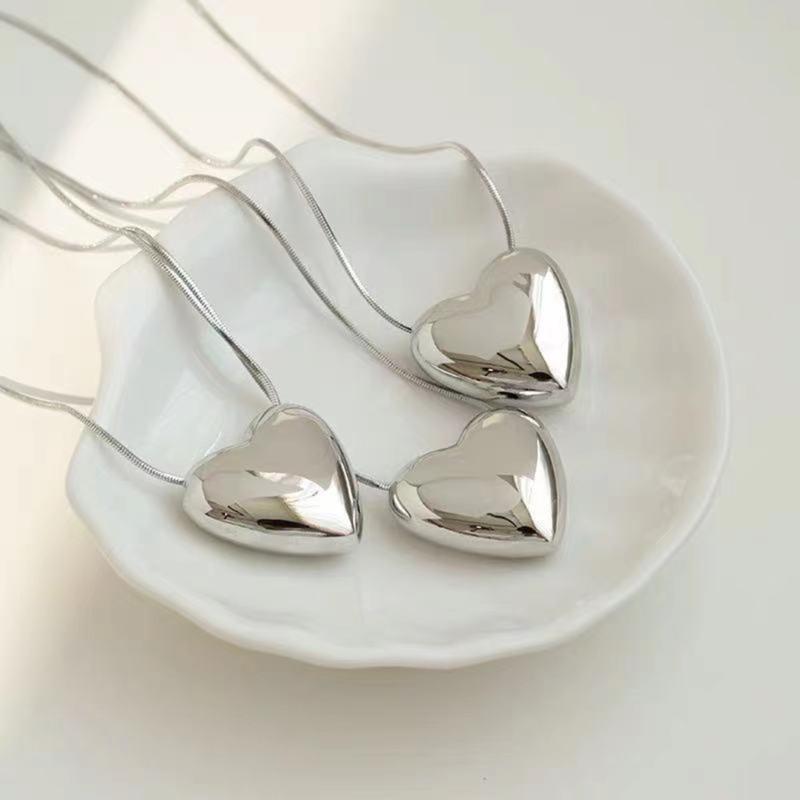 Изящное двустороннее ожерелье-подвеска в форме сердца, винтажная хип-хоп цепочка для свитера, легкий чокер, украшение