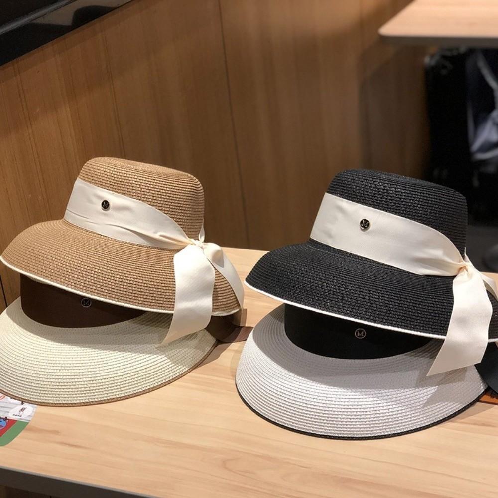 Silk Strap Wide Brim Hat Sun Protection Summer Sun Cap Elegant Beach Bucket Hat Women
