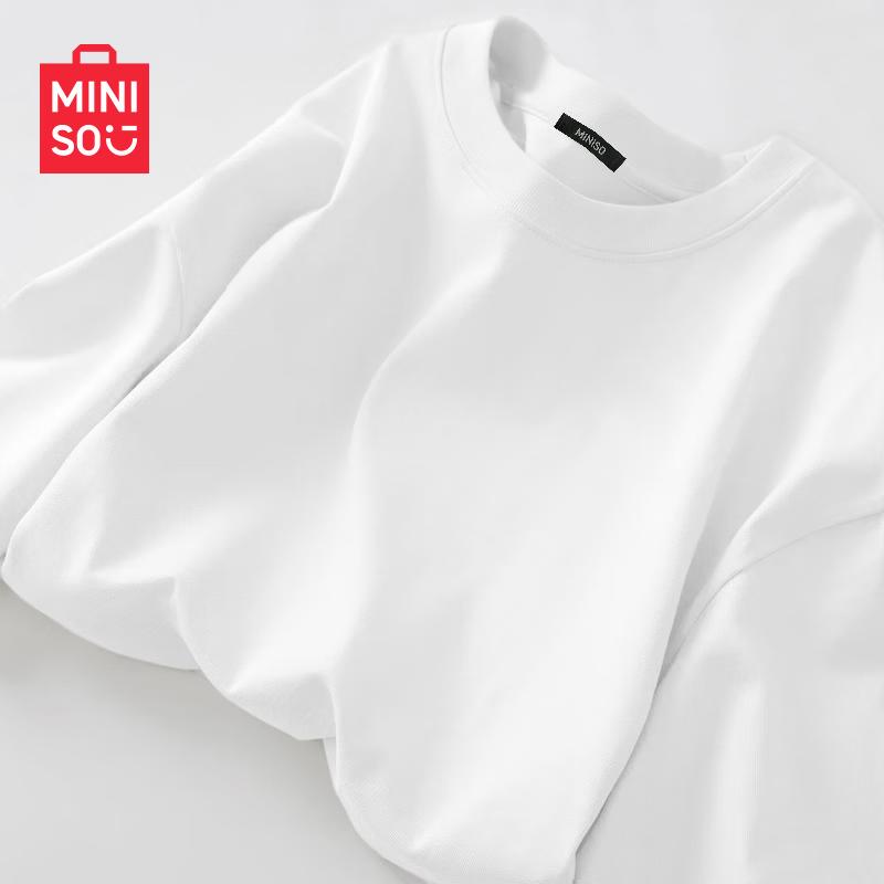 MINISO Женская хлопковая футболка свободного кроя с длинным рукавом