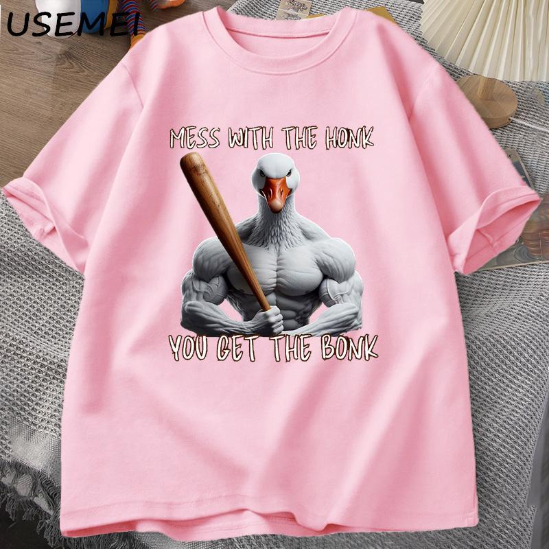 Mess with The Honk You Get The Bonk Funny Duck Goose T Shirt Goose Bumps I Got Too Silly Goose Tops Men Short Sleeves Tee