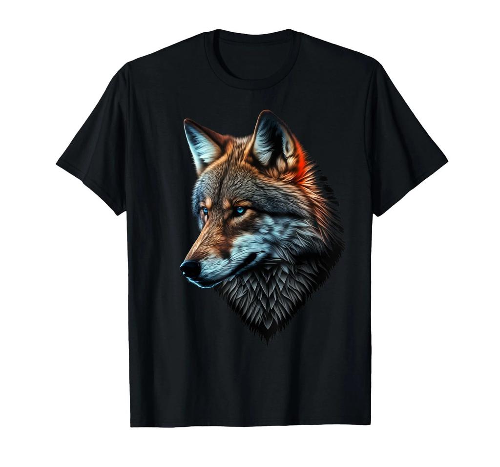 Wolf Portrait Blue Eyes Animal Print Art Wolf T-Shirt